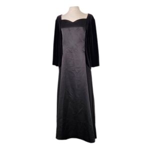 STAGE ACCENTS Dress Velvet and Satin with Sheer Overlay Maxi Black Plus …